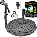 HOMOZE Expandable Garden Hose 50ft Hose Pipe Expandable with 3/4", 1/2" Fittings, Anti-Leakage - Flexible Expanding Hose with 8 Function Spray Nozzle