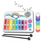 Lexibook, Xylofun, Xylophone électronique éducatif pour Enfant, Jeu Musical, 8 Notes, Guidage Lumineux, 2 maillets Inclus, Blanc/Bleu, K340