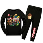 Barn Pojkar Flickor Roblox Spel Tryck T-shirt Byxor Pyjamas Set Sovkläder Nattkläder Black 140cm