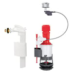 Wirquin 10724038 Chasse d'eau wc complète mécanisme wc double chasse MW2 & robinet flotteur à alimentation latérale F90, gris et rouge