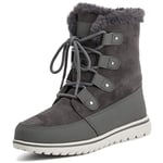 Polar Boot Femmes Matelassé Court Neige Hiver Fausse Fourrure Chaud Durable Imperméable Bottes GRE37 AYC0521 - Gris Suède - Taille 37 EU/4 UK