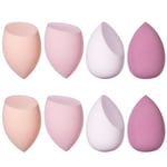 Beauty Blender, 8 Pièces éponge Fond de Teint éponge Maquillage pour Fonds de Teint, Poudres Liquides, Etc, éponge de Maquillage Existe en 3 Formes-Violet (Rose)