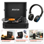 Briefcase Record Player with Bluetooth Headphones & Built-in Speakers USB RP118B