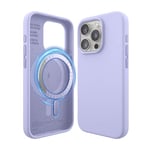 elago Magnetic Silicone Case Compatible with iPhone 15 Pro, Compatible with All MagSafe Accessories, Built-in Magmagnets, Premium Silicone, Full Body Protective Case purple