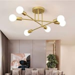 Litzee - Lustre Plafonnier Vintage, Plafonnier led Moderne 6 Bras, Plafonnier 6 Lumières E27 Suspension Industrielle pour Salon Chambre Loft Cuisine