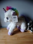 Peluche doudou licorne blanche mauve arc-en-ciel Ostoy Trading neuf + cadeau