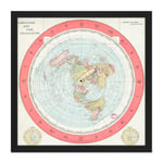 Map Gleason 1892 World Time Calculator Flat Earth Square Framed Wall Art Print Picture 16X16 Inch