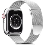 Silverremmar Kompatibel med Apple Watch -rem 42/44/45 mm för kvinnor och män, Dubbel magnetisk justerbar rem för iWatch Series 8 7 SE 6 5 4 3 2 1, Smo