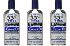 3x Hollywood Beauty Coconut Oil Hydrates Hair and Skin, SALON SIZE 8oz