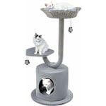 Costway - Arbre à Chat avec Cadre en Métal Courbé, Tour à Chat de 106 cm avec 2 Perchoirs Peluchés et Grand Condo, Centre d'Activités pour Chat avec