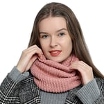 DonDon Écharpe femme hiver Écharpe en laine Écharpe tube snood Tour de Cou Cache cou - Rose