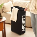 Large Rolling Laundry Basket with Wheels Washing Collapsible Canvas (Black)