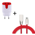 Pack Pour Iphone Lightning (Cable 90 Fast Charge + Mini Double Prise Allume Cigare) - Rouge