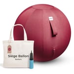 Backerz Siège Ballon 65cm - Balle intérieure PVC Résistante, Capacité 110kg, Caoutchouc, Housse Lin Doux Lavable - Chaise Ballon Ergonomique Bureau & Yoga, pour Bonne Posture - Rouge