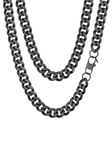 Grosse Maille Cubain Chaine Enfant Garcon Homme Noir Acier Inoxydable Collier Gourmette Massif Ras de Cou Punk Hip Hop 55 cm 12 mm Bijoux Cadeau Noël Mariage Saint Valentin