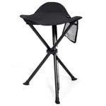 EVER ADVANCED Folding Stool Tripod Tall 53 cm Lightweight Camping Stool Compact Portable Fishing Tripod Camping Chair Collapsible for Outdoor Travel Walking Garden Backpack Hold Up 102 KG Black