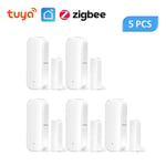 Tuya Smart Zigbee 3.0 Capteur d'ouverture et de fermeture,détecteur de porte,application Smartlife,contrôle,notification,compatible avec Alexa,Google Home,2-8 pièces - Type 5PCS