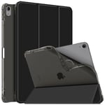 FINTIE Coque pour iPad Air 13 Pouces 2024 M2 - [Rangement de Stylet] Coque Transparente Givrée, Housse Arrière Souple en TPU, Étui Fin et Léger Mise en Sommeil/Réveil Auto, Noir