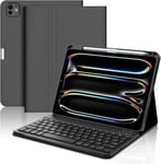 Coque Clavier Ipad Pro 11 Pouces 2024,Coque Clavier Pour Ipad Pro 11 Pouces M4,Détachable Sans Fil Bluetooth Clavier Azerty Pour Ipad Pro 11 M4 2024,Noir