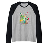 Nickelodeon Rewind Characters Snowing Santa Hats Christmas Raglan Baseball Tee