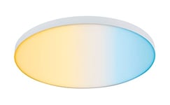 Paulmann 79895 Panneau LED Velora Zigbee Smart Home 400 mm Rond INCL. 1x22 W gradable Tunable White Commande de la lumière Blanche plafonnier 2700 K, Métal, 22 W, Blanc