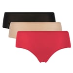 Chantelle Shorty Pour Femmes Paquet De 3 - Softstretch, Sans Couture, Coton. Taille Unique Noir/Nude/Rouge 36-44