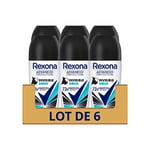 REXONA - Déodorant Femme Invisible Aqua - Bille Anti-transpirant - Advanced Protection - Parfum Frais et Floral - Protection 72h (lot de 6x50ml)