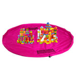 HIMRY XXL Portable sac à Jouet, Antidérapante, Étanche Jeu Blanchet, Sac de Rangement, Organisateur Rapide Pour LEGO Building Block Jouets, Bébé Enfants Tapis de Jouet, Pink KXD4005 Pink