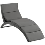 Outsunny Bain de Soleil transat Pliable Chaise Longue d'extérieur avec Matelas Grand Confort en métal et résine tressée - Gris