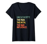 Womens Uncle Scotty Quote The Man The Myth The Bad Influence Funny V-Neck T-Shirt