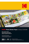 KODAK Photo Sticker Paper - Pack de 10 feuilles de papier photo autocollant - Format 10 x 15 cm (A6) - Finition brillante - 120 g
