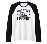 Never Underestimate An Old Man With A Skid Steer Raglan Baseball Tee