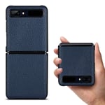 Galaxy Z Flip, Z Flip 3 Case Genuine Leather Full Cover - Blue 6.7"