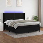 Sommier � lattes de lit matelas LED Noir 180x200 cm Tissu