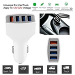 4-Port USB Charge Car Charger Transparent Light Mirror High-gloss Design Blue