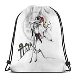 WH-CLA Cinch Bags Jack Skellington Zero Nightmare Outdoor Drawstring Bags Men Women Casual Drawstring Backpacks Storage Cinch Bags Print Lightweight Beach Bag Unique For Yoga Sport Shoppi