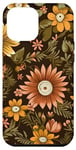 Coque pour iPhone 14 Plus Orange Boho Groovy Motif floral des années 70