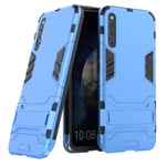 Rugged Protective Back Cover for Huawei Honor Magic 2, Multifunctional Trible Layer Phone Case Slim Cover Rigid PC Shell + soft Rubber TPU Bumper + Elastic Air Bag with Invisible Support (Blue)