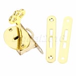 Cabinet Wardrobe Cupboard Drawer Jewelry Box Hasps Lock With Key Set Gold Tone