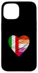 Coque pour iPhone 15 Drapeau LGBTQ Italie Lesbienne Pride Cœur Amour LGBTQIA