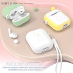 Étui pour AirPods Case Cover avec kit de Nettoyage, Housse de Protection complète Contre Les Chutes avec lanière, Couleur Macaron Jeune pour Airpods 2/1 gén,Blanc