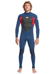 Quiksilver 4/3mm Prologue-Combinaison de Surf Back Zip-Homme-XL-Noir modèle Court, Insignia/High Risk