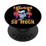 I Love The Sun Funny Vampire Sunglasses Tropical Sunset Vibe PopSockets Adhesive PopGrip