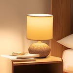 Aigostar Lampe de Table en Céramique, Moderne Lampe de Chevet avec Abat-Jour en Tissu, Douille E14, max.40W, Lampe de Canapé, Veilleuse pour Chambre, Salon, Bureau, Hôtel, Café (sans Ampoule) -H225mm