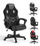 Fauteuil De Bureau Inclinable - Rattantree Fauteuil Gamer Hauteur Réglable - Avec Dossier Respirant Et Appui-Tête Confortable - Noir Et Gris