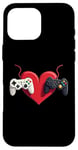 Coque pour iPhone 16 Pro Max Manettes de jeu d'amour pour la Saint-Valentin Gamers Couple