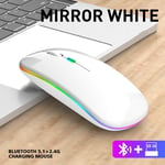 Mute 2 4g Bluetooth mode light emitting edition White Souris sans fil aste RVB, souris d'ordinateur, rétroéclairage LED, ergonomique, jeu, ordinateur portable, PC ""Nipseyteko