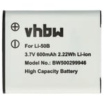 vhbw 1x Batterie compatible avec Ricoh HZ15, WG-5 GPS, Theta 360, WG-4 GPS, WG-2, WG-4, WG-20 appareil photo (600mAh, 3,6V, Li-ion)