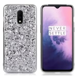 Glitter OnePlus 7 skal - Silver/Grå