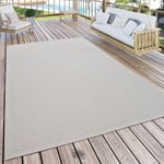 Tapis Extérieur Terrasse Et Balcon Tapis Cuisine Monochrome Moderne Crème Beige 300x400 cm - Paco Home